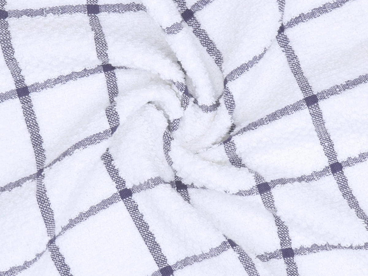 Cotton Grid Dish Cloths, Terry Cleaning Rags, 12 x 12 Inches, Light and Soft, Quick Drying Dish Rags, 8pc/Set (Purple)