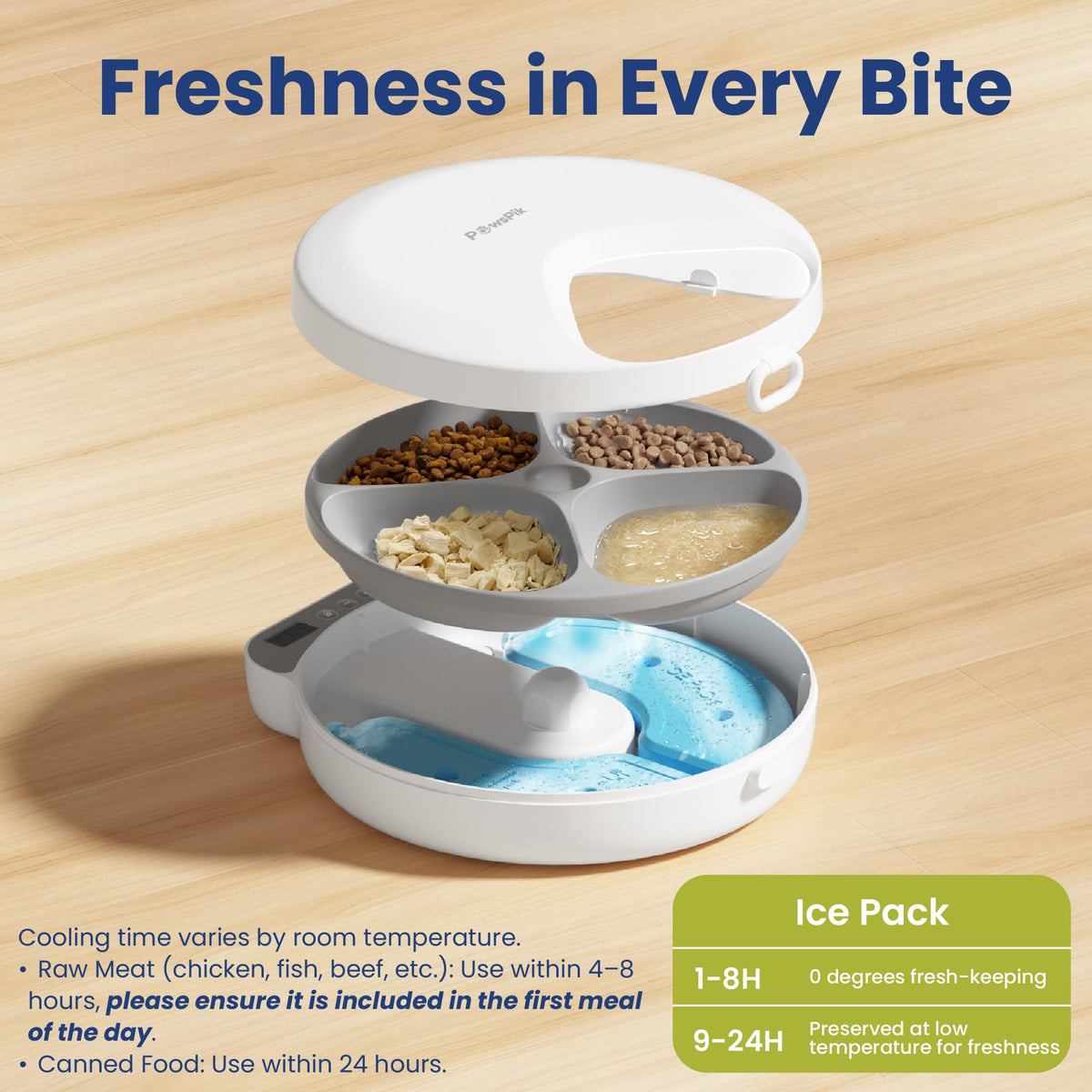 PawsPik Smart 4-Meal Automatic Wet Food Pet Feeder, 4-Cup Capacity