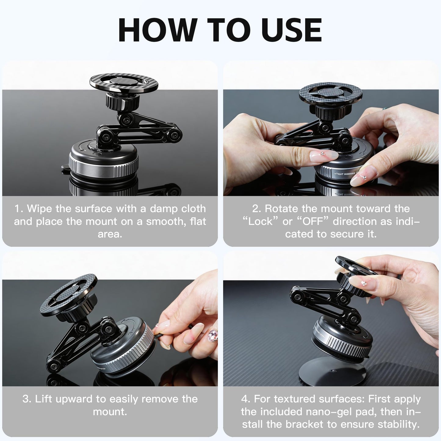 Car Phone Holder for Magsafe, Suction Car Phone Mount, 360° Adjustable