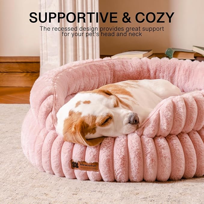 MEWOOFUN Cat Beds for Indoor Cats, Washable Dog Bed for Small Dogs, Round Pet Bed for Puppies and Kittens (Pink, 20"x20"x8")