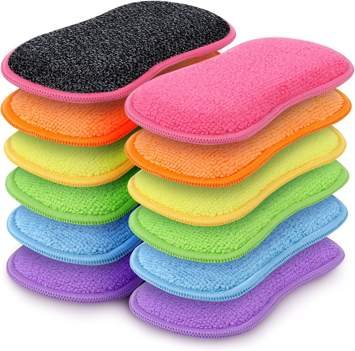 HOMEXCEL 12 Pack Multi-Purpose Scrub Sponges Kitchen, Dish Sponge, Non-Scratch Microfiber Sponge for Efficiently Cleaning Dishes, Pots, and Pans (Multicolor)