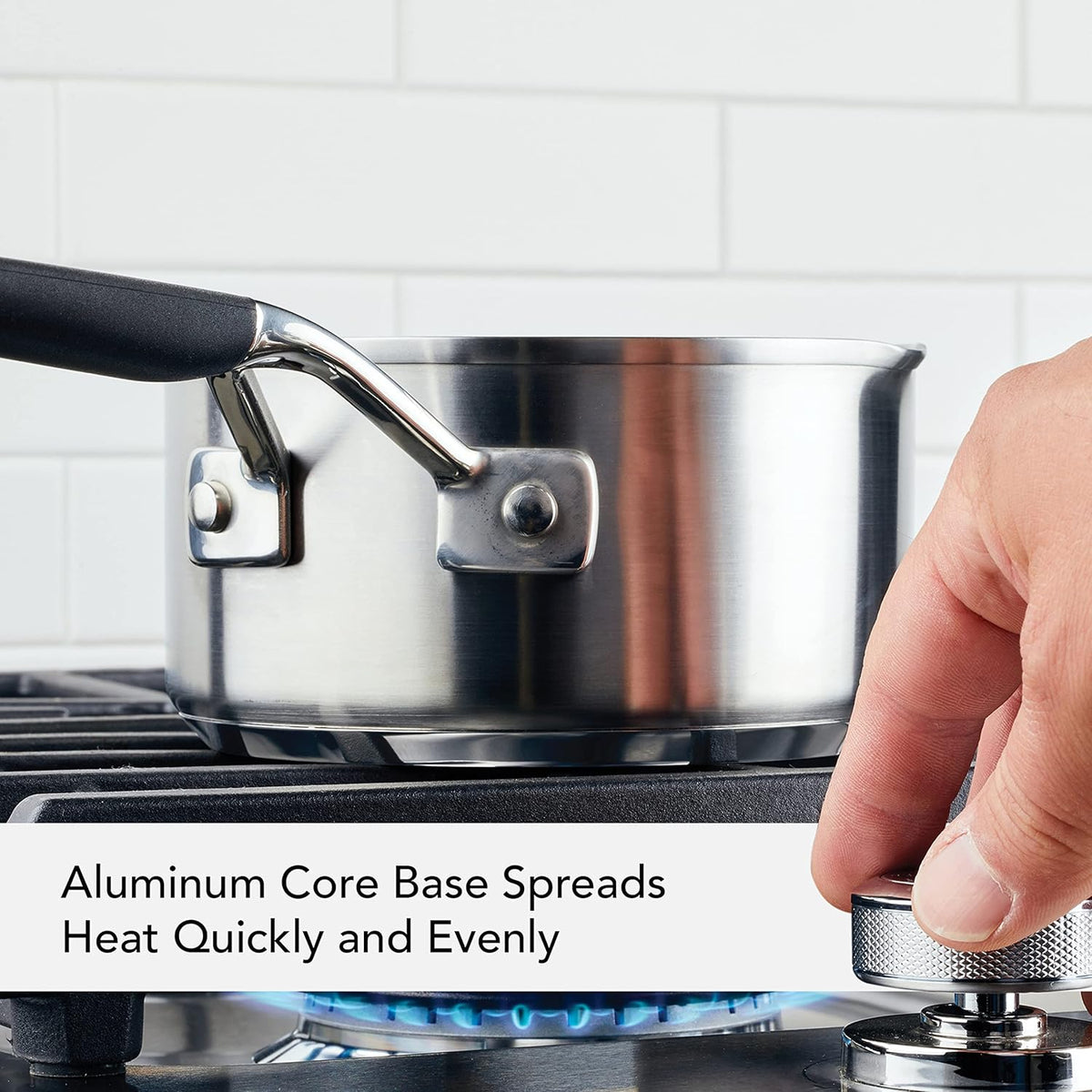 KitchenAid Saucepan with Pour Spouts, 1 Quart, Brushed Stainless Steel, 71018