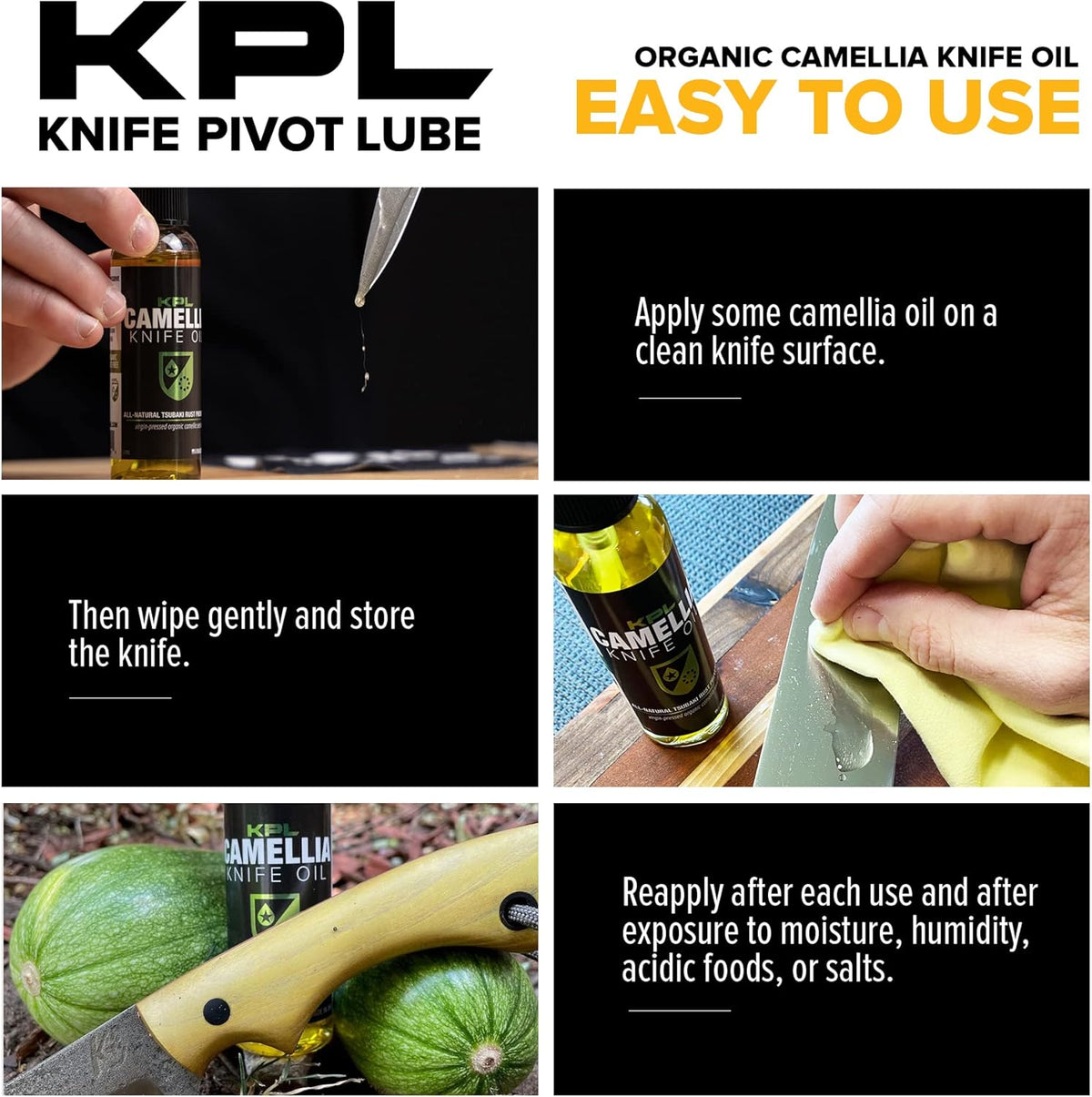 Knife Pivot Lube – Camellia Knife Oil for Blades – Tsubaki, Honing Oil for Cleaning and Blade Care – 60ml Spray Bottle