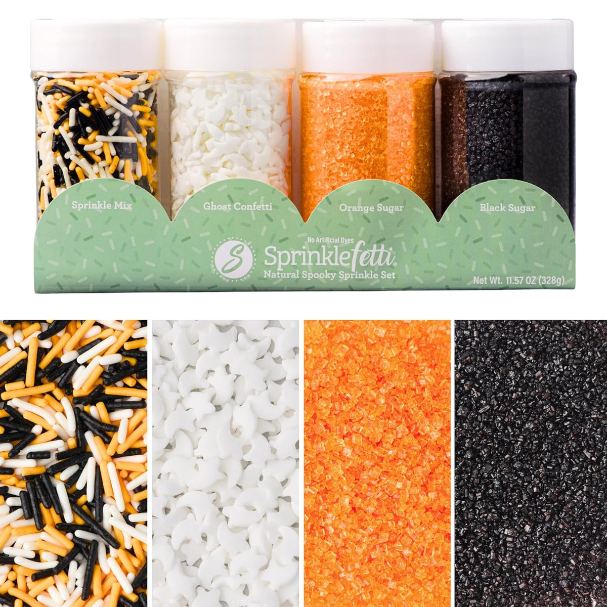 Sweets Indeed Sprinkles, 4 Pack, Edible Sprinkle Mix, Perfect for Cake Decorations, Baking, Ice Cream, Cookies, Cupcake Topper (Natural Halloween)