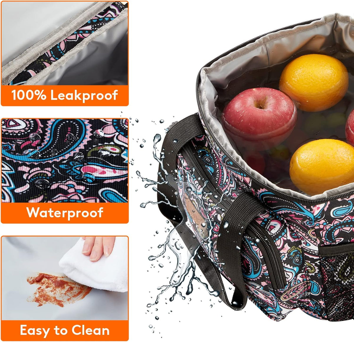 Lifewit Medium Lunch Bag Insulated Lunch Box Soft Cooler Cooling Tote for Adult Men Women, Paisley 12-Can (9L)