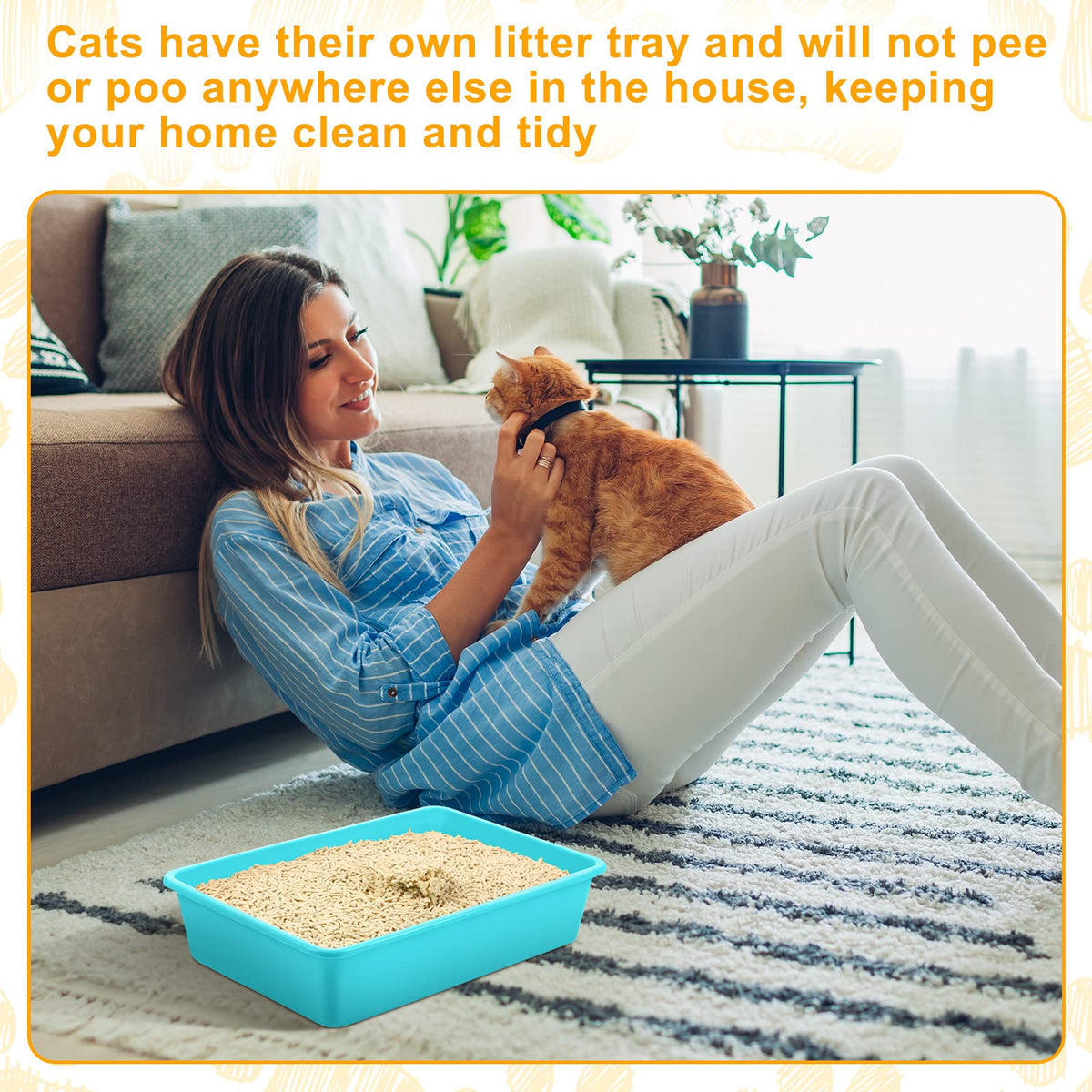 Amyhill 10Pcs Open Cat Litter Box with 10 Scooper