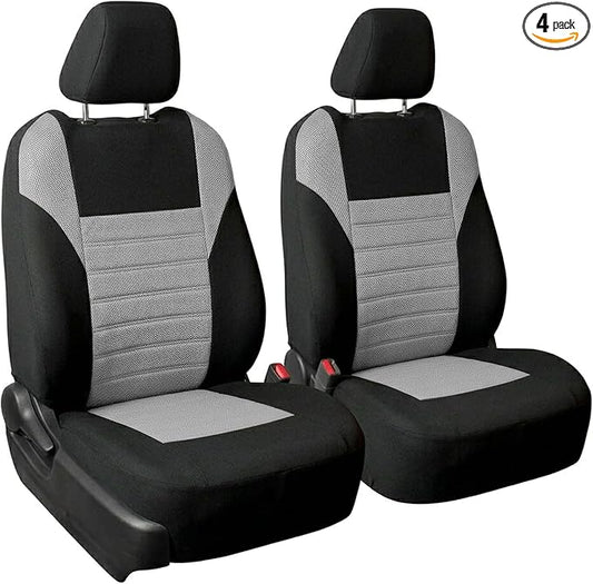 FH Group Gray Polyester Car Seat Cover, 3D Air Mesh, Front Set, Airbag Compatible, Universal Fit for Cars Trucks SUVs