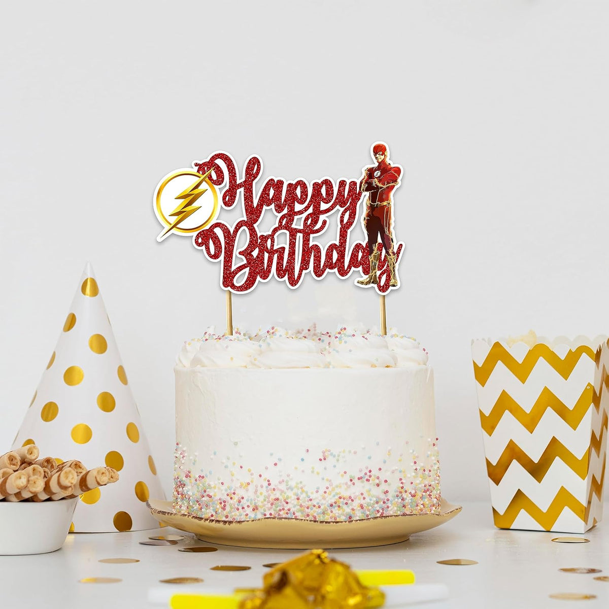 Flsh Happy Birthday Cake Topper - Birthday Decorations.