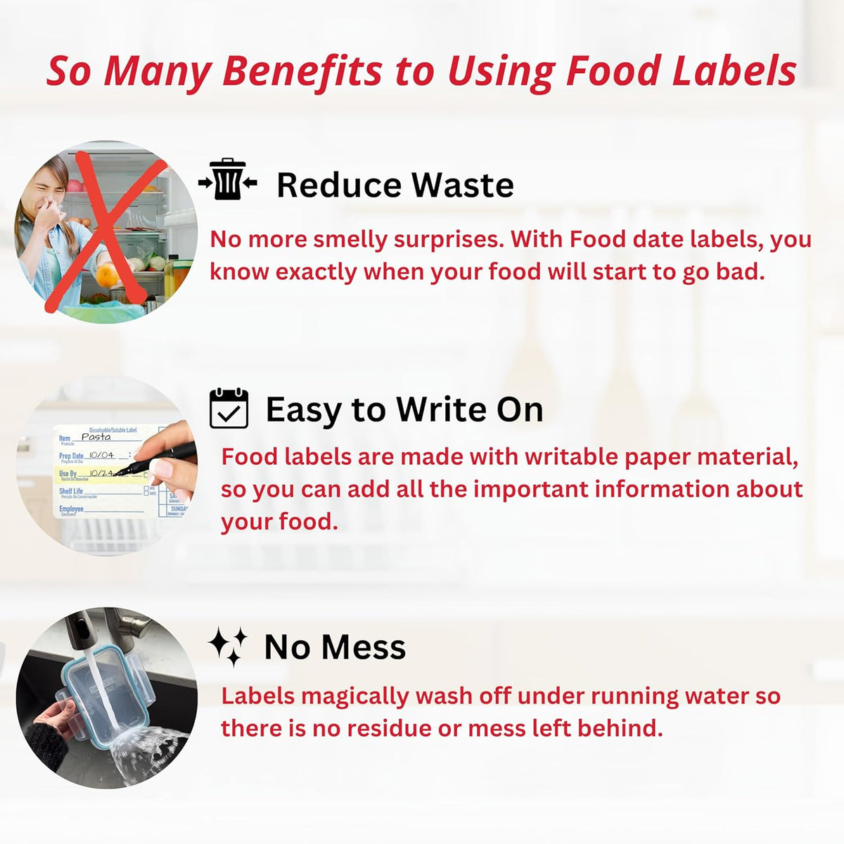 2x3 Dissolvable Food Labels, 250 Label Stickers, Bottle Labels for Storage Bins, Sticker Labels for Food containers, (250, Blue)