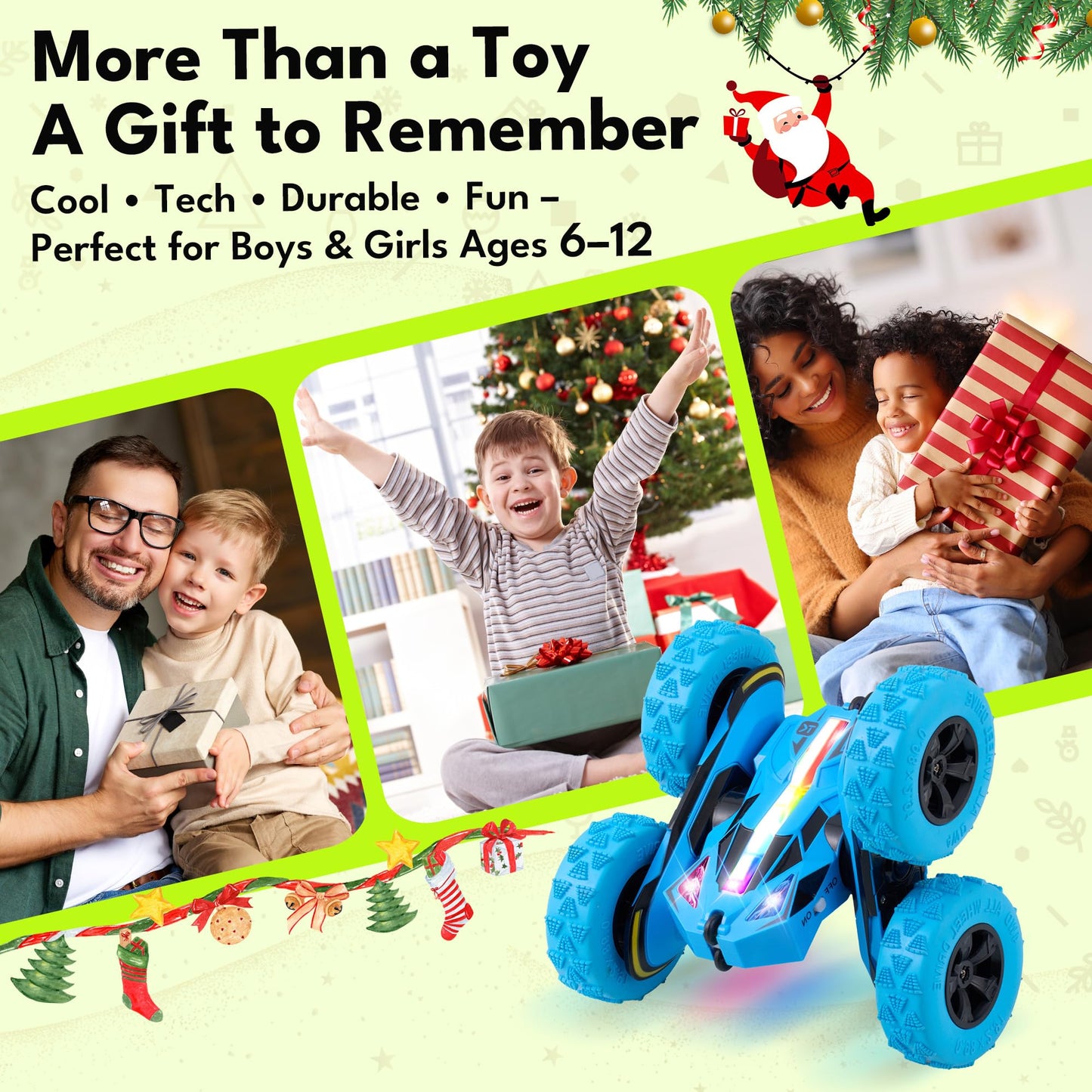 Threeking Remote Control Flip Stunt Car Double Sided Driving Crawler Toys