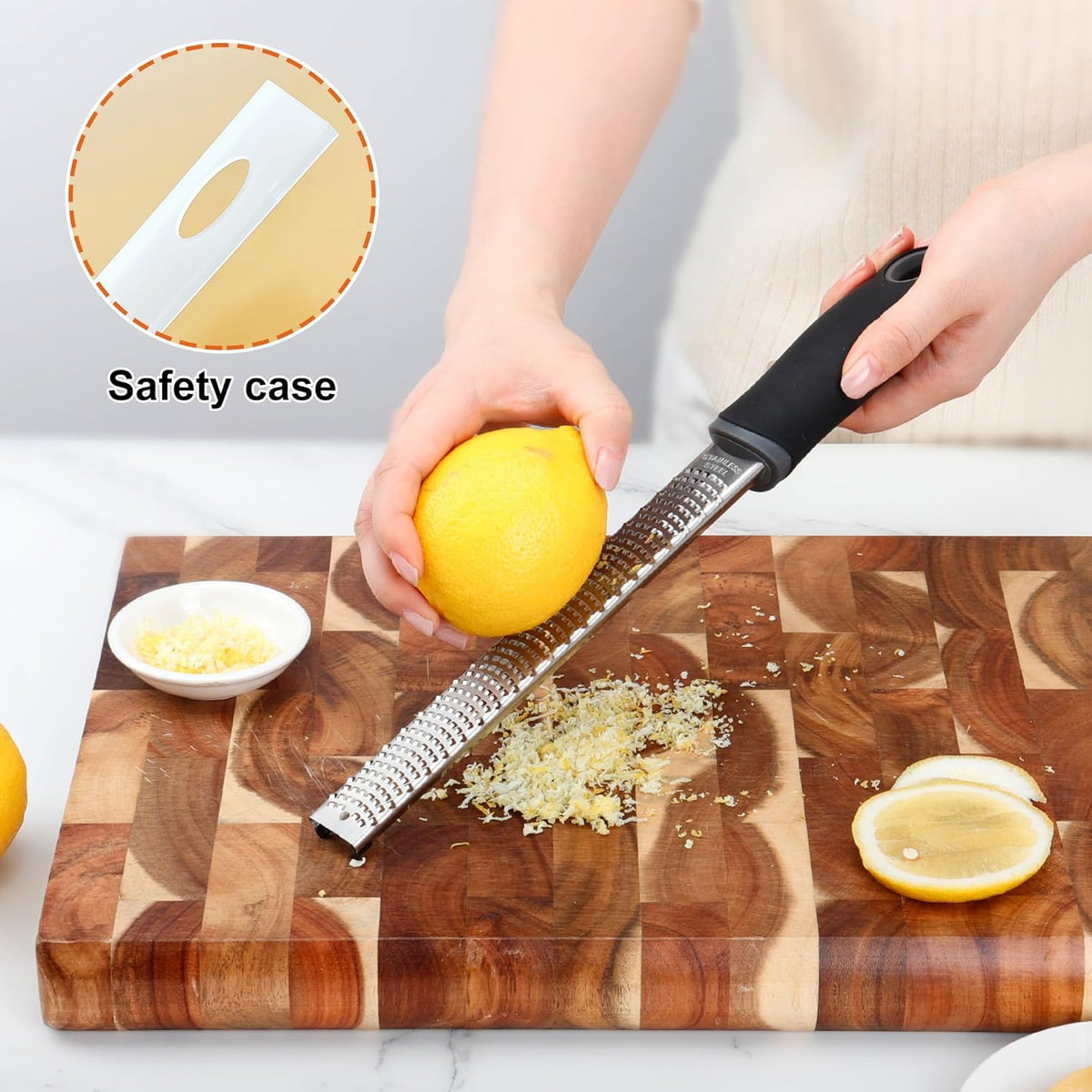 Kaishun Stainless Steel Lemon Zester, Cheese Grater for Lime, Cheese, Dishwasher Safe