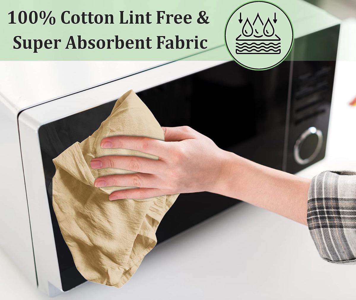 RUVANTI Flour Sack Towels 50 Pack 28x28 Inch, 100% Cotton Tea Towel, Reusable, Machine Washable, Absorbent BarTowels - Dish Cloth Perfect for Drying Dishes & Cleaning -Camel