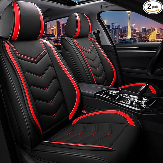 CTDS Car Seat Covers for Honda Accord 2000-2026, Stylish Sport Seat Cover, Premium Nappa Leather Car Seat Cover. Automobile Seat Covers Sets.(Standard 2 Seats/Black Red)