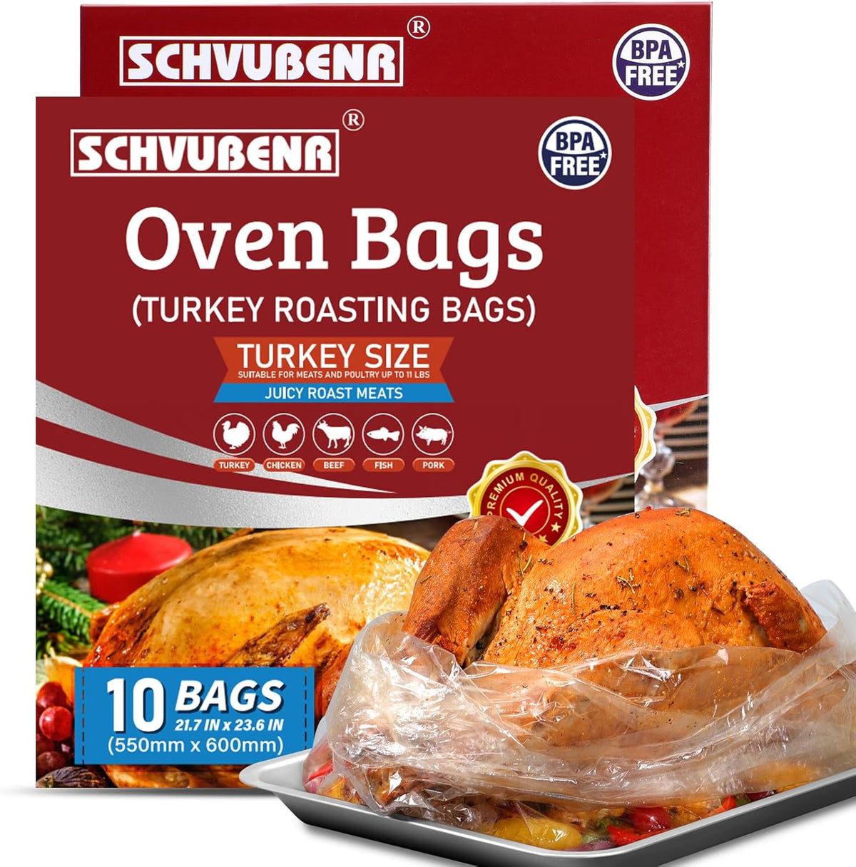 Turkey Oven Bags for Perfect Roasting - 21.7’’ x 23.6’’, 20 Counts, Large Size Turkey Cooking Bags for Oven, Locks in Juices for Flavorful Turkey - Thanksgiving, Christmas Essential