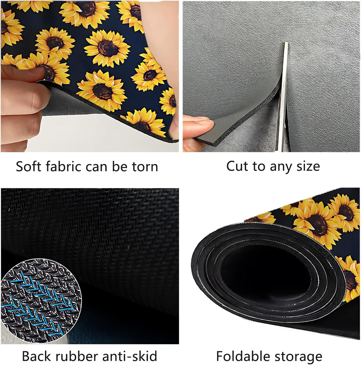 Dish Drying Mat Foldable Fall Kitchen Drying Mat Absorbent Sink Mat Multi-Purpose Coffee Pad Easy To Clean,Kitchen Gadgets,sunflower decor(sunflower) (17inches*24inches)