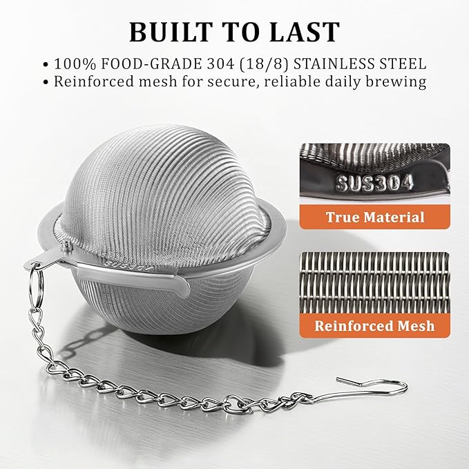 304 Stainless Steel Tea Strainers for Loose Tea Infuser Ball, Extra-Fine Mesh Tea Ball, Tea Holder Loose Leaf Tea Steeper, Tea Diffuser for Rooibos, Black Tea, Herbal & Spices (Small x 3)