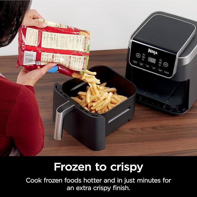 Ninja | Air Fryer | 6.5 QT Pro XL Capacity fits 9lbs of Wings | 6-in-1 Max Crisp, Air Fry, Roast, Bake, Reheat & Dehydrate | Nonstick Basket, Crisper Plate & Recipe Guide | Grey | AF181