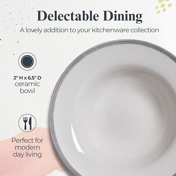 Portmeirion Potter's Brushstroke Oatmeal Bowls (Set of 4) - Elegant Earthenware for Breakfast, Lunch & Dessert - Microwave & Dishwasher Safe Bowls, Handcrafted Stackable Bowl Collection (Grey)