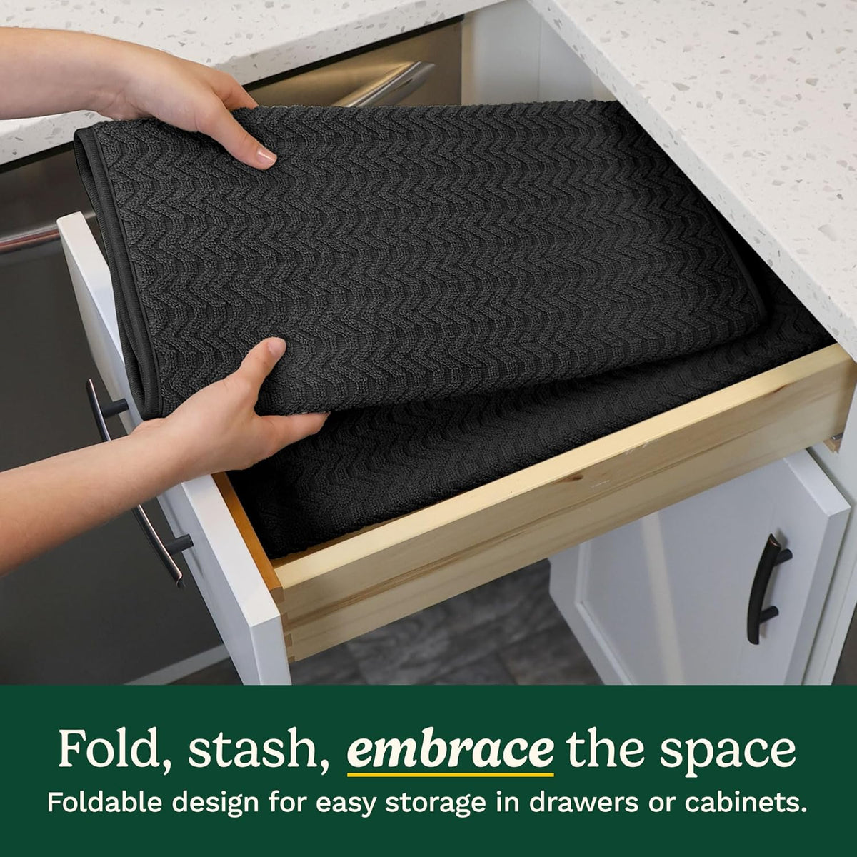 Cuisinart Dish Drying Mats for Kitchen Counter - (2) 18" x 24" Ultra Absorbent Dish Drying Mat XL - Foldable, Machine Washable, Fast Drying Dish Mat (Geostripe)