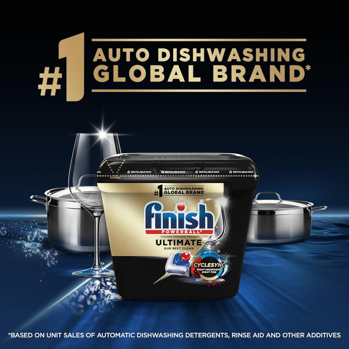 Finish Ultimate Dishwasher Pods, No Pre-Rinse Dishwasher Detergent Soap Removes Burnt-On Stain, with CycleSync Technology, Degreasing & Scrubbing Power, 38 Count