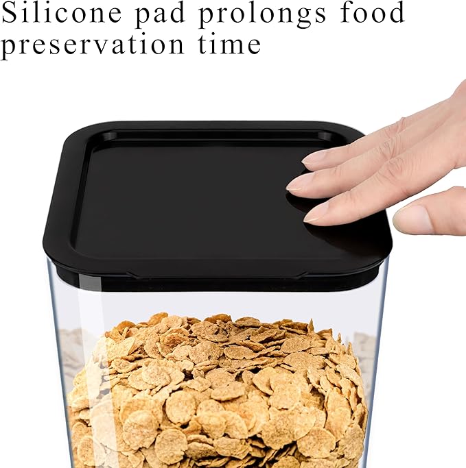 Cereal Dispenser Countertop, 5L Kitchen Organization Cereal Containers Storage, Desktop Candy Dispenser Plastic Cereal Dispenser, Snack Containers Can Hold Granola, Dry Food, Grain (Black, 1Pc)