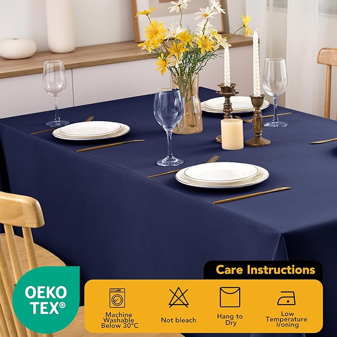 10-Pack Navy Blue Tablecloths for Rectangle Tables, 60 x 102 Inches, Stain-Resistant Polyester Fabric for 6 Foot Tables - Washable Table Covers for Weddings, Birthday Parties, Events