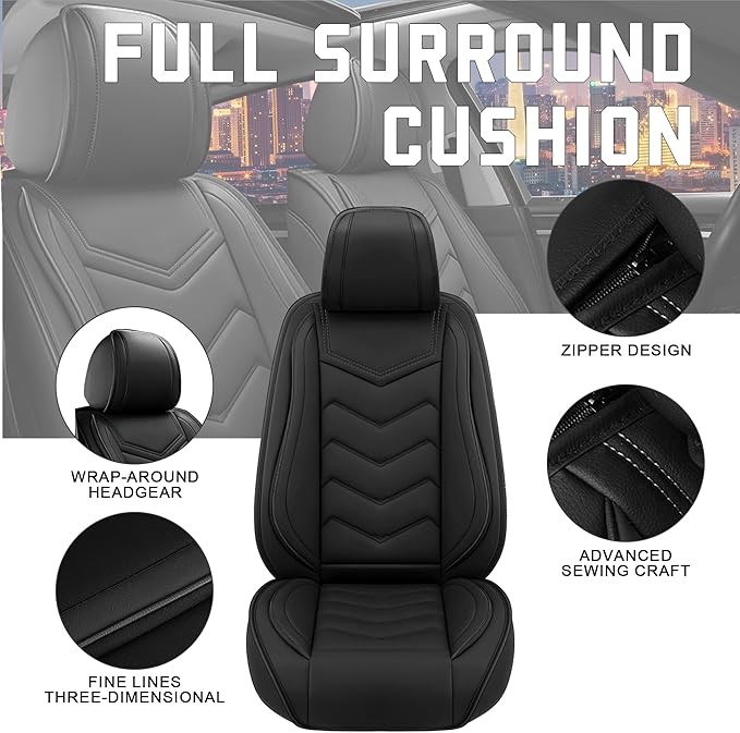 CTDS Car Seat Covers for Honda Accord 2000-2026, Stylish Sport Seat Cover, Premium Nappa Leather Car Seat Cover. Automobile Seat Covers Sets.(Standard 2 Seats/Pure Black)