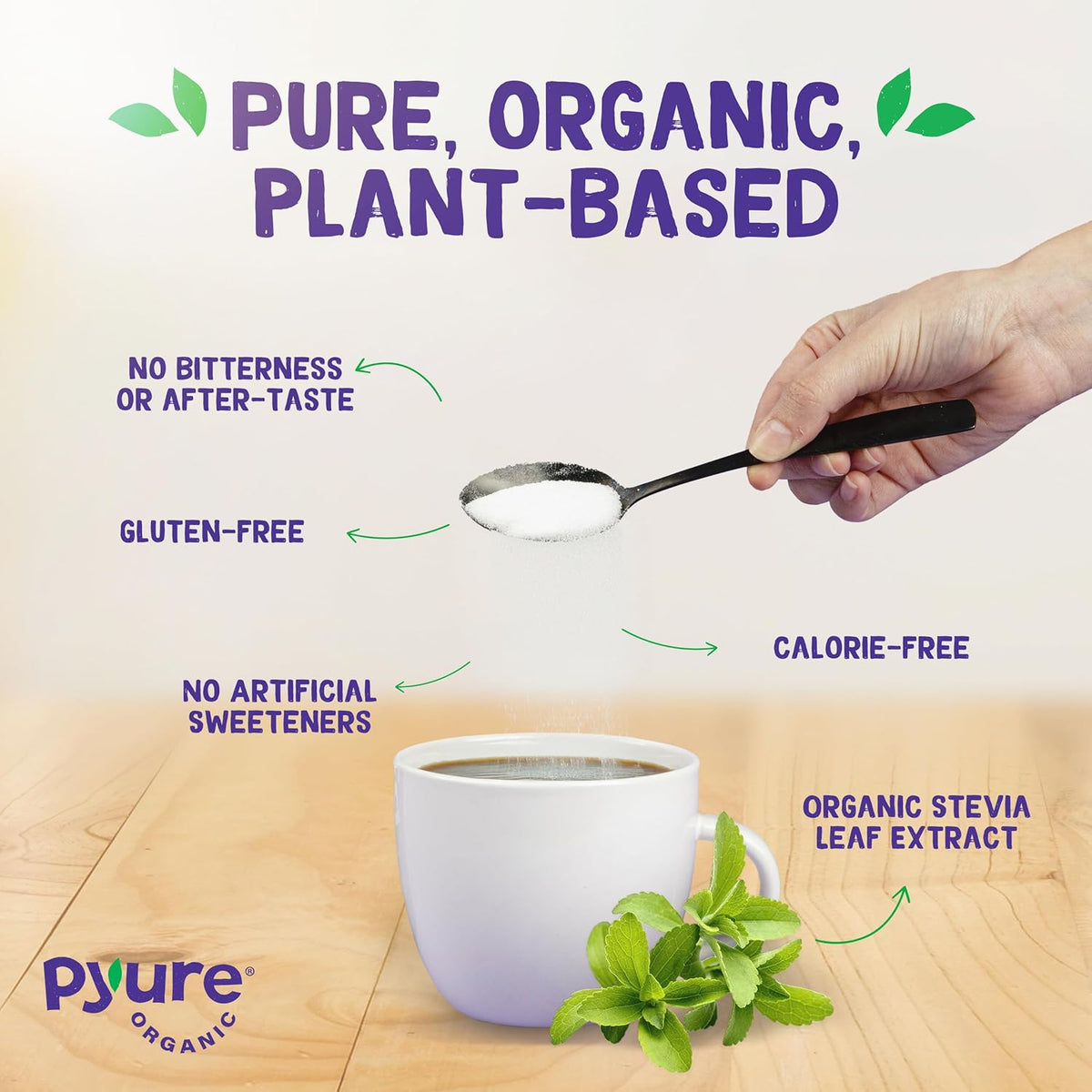 Pyure Organic Stevia Blend | Granulated Sugar Substitute with Zero Calories & Carbs | Keto, Diabetic & Vegan Friendly | Sugary Taste Alternative | USDA Organic, Non-GMO | Good For Baking | 1.5lb (24oz)