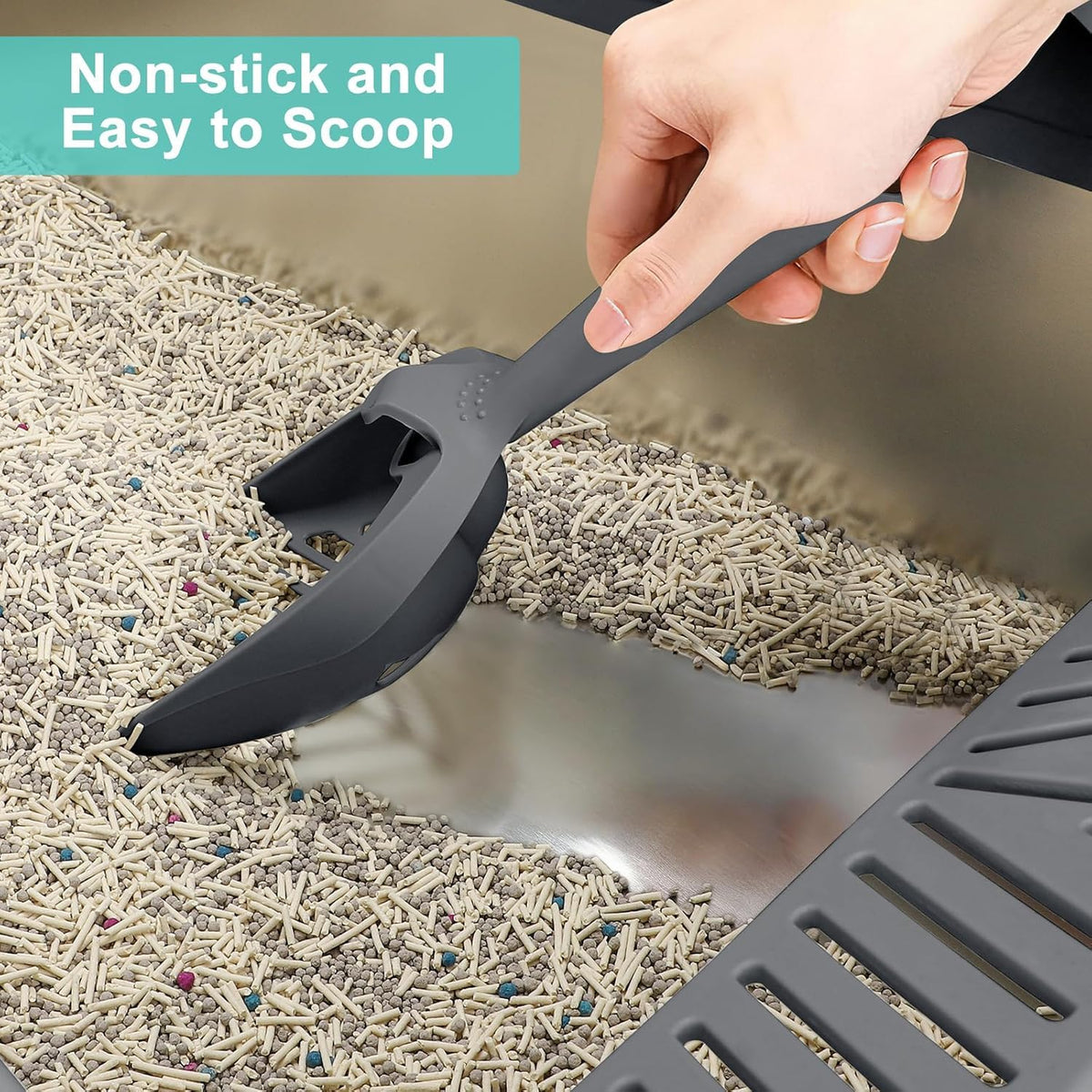 2 Pack Stainless Steel Litter Box | XL Enclosed Cat Litter Boxes with Lid for Big Cats and Multi-Cats | High Sided, Anti-Urine Leakage | Non-Stick Bottom（Dark Gray）