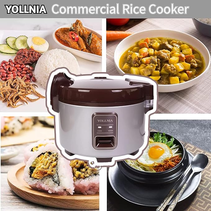 Commercial Rice Cooker & 45 Cups (Cooked) Large Cooker Rice | 8.17Qt Rice Warmer Commercial | 1200W Fast Cooking Electric Rice Cooker for Restaurant | Auto Keep Warm | Non-Stick Inner Pot