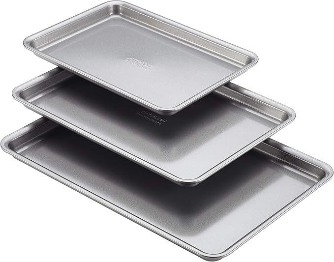 Anolon Gourmet Nonstick Bakeware Set with Nonstick Cookie Sheets / Baking Sheets - 3 Piece, Graphite Gray