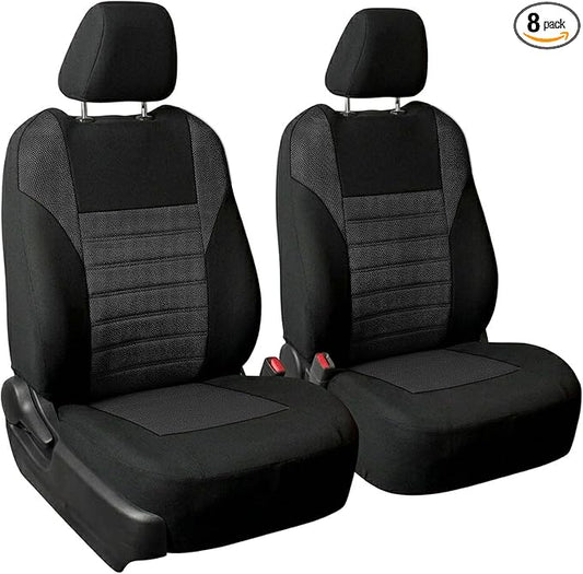 FH Group Automotive Car Seat Covers Front Set Premium 3D Air Mesh Front Seat Covers, Airbag Compatible Universal Fit Interior Accessories for Cars Trucks and SUVs - Black