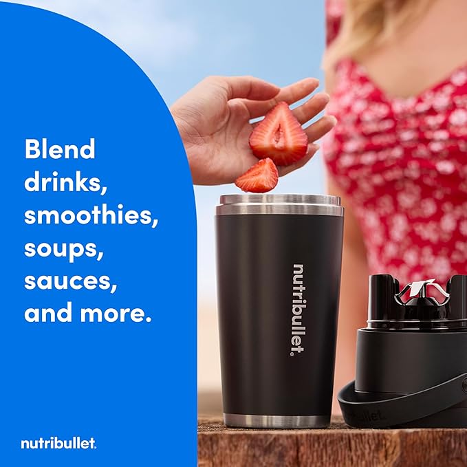 nutribullet Flip Portable Blender with Insulated Cup, Cordless, Black, NBPB50350AK