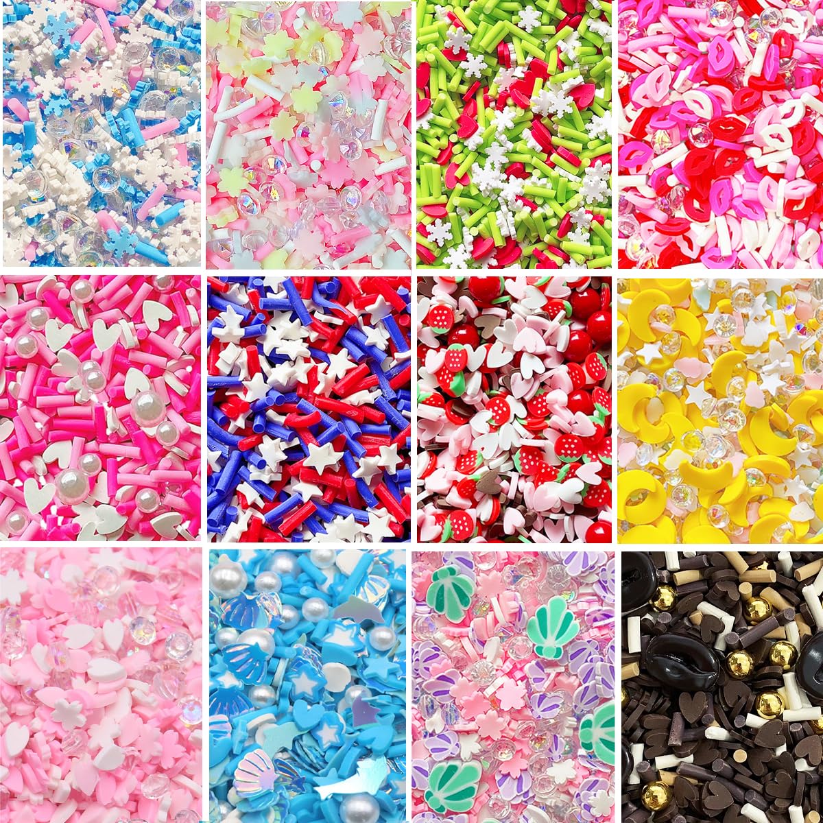 EHOPE 120G Fake Sprinkles Resin Sprinkles Fake Candy Sprinkles Clay Sprinkles Polymer Sprinkles Polymer Clay Slices for Nail Art DIY Crafts Cake Phone Case（Clay Slices+Sugar+Zuan+12C-120G