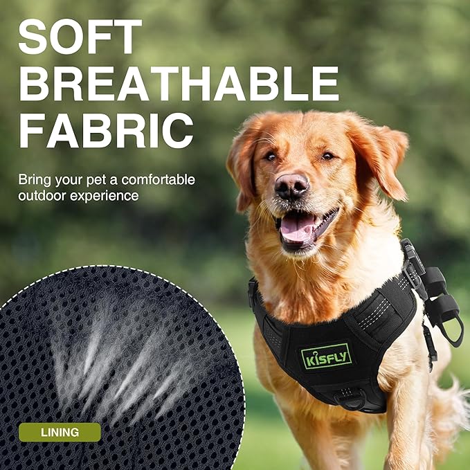 Tactical Dog Harness with Reflective Material, Adjustable Heavy-Duty No Pull Harness, Tear-Resistant Dog Tactical Vest with Handle, Breathable Outdoor Gear for Training, Hiking, Walking, Black S