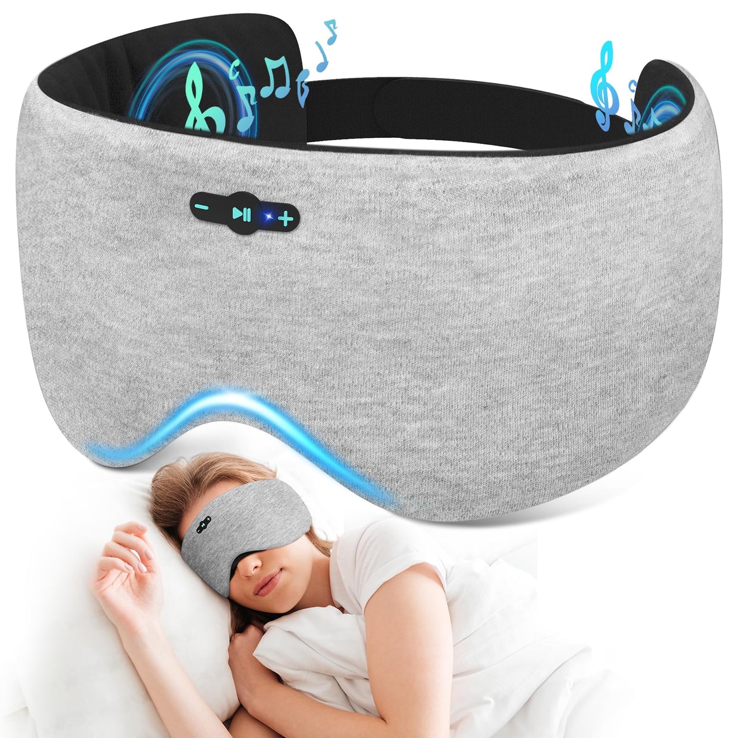 Sleep Headphones Bluetooth 6.0 Sleep Mask for Side Sleepers, 20H Playtime