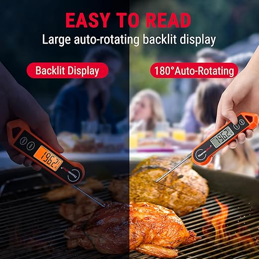 ThermoPro TP19H Digital Meat Thermometer for Cooking with Ambidextrous Backlit and Motion Sensing Kitchen Cooking Food Thermometer for BBQ Grill Smoker Oil Fry Candy Instant Read Thermometer