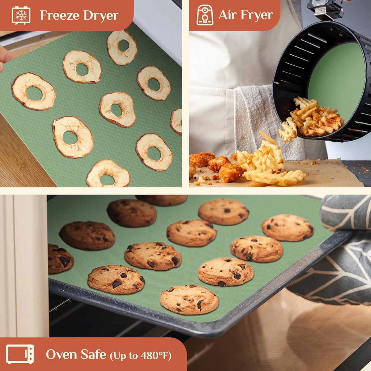 Silicone Baking Mat, 16 IN x 6 FT Free Cutting Baking Sheet,Non-Stick Reusable Dough & Pastry Mat,Non-Slip Silicone Mat Roll for Air Fryer Liner,Freeze Dryer,Oven Baking Pan,Kitchen Counter