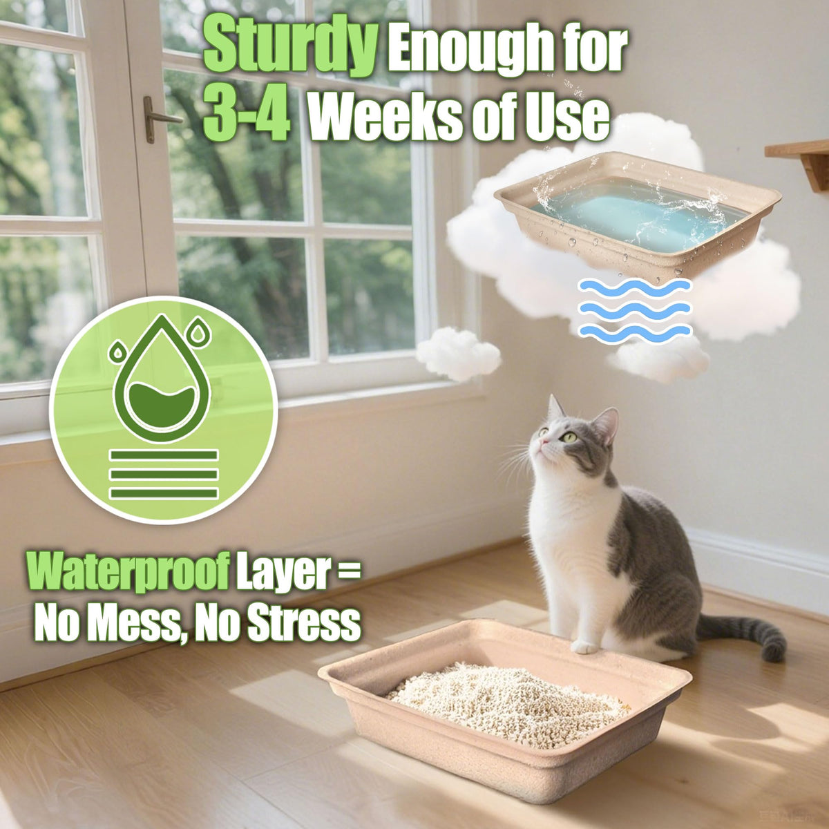 Disposable Litter Box for Cats Large: 2/4/6/8-Pack 17.5X 13.5in Leak-Proof