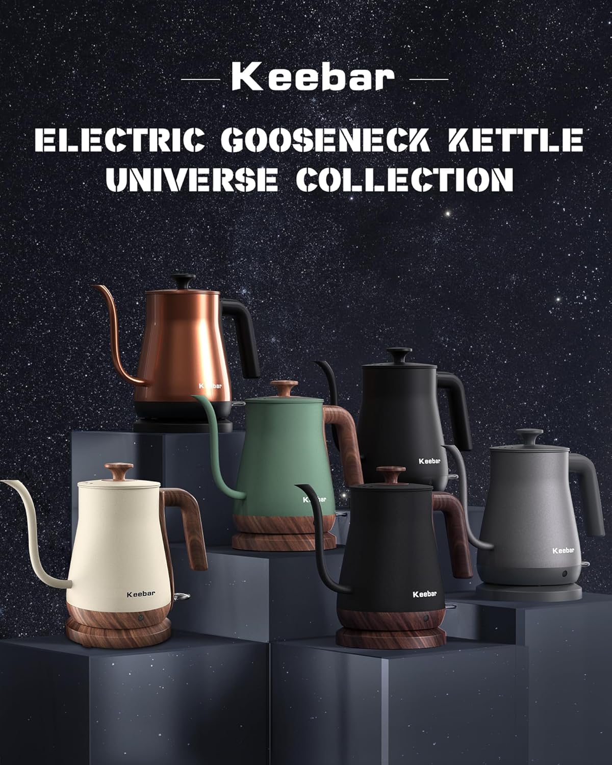 Gooseneck Electric Kettle Beige, 1000W Electric Tea Kettle Stainless Steel, Pour Over kettle for Coffee, Wood-like Grain Finish Handle, Hot Water Kettle, Auto Shut Off, 0.8L, Beige