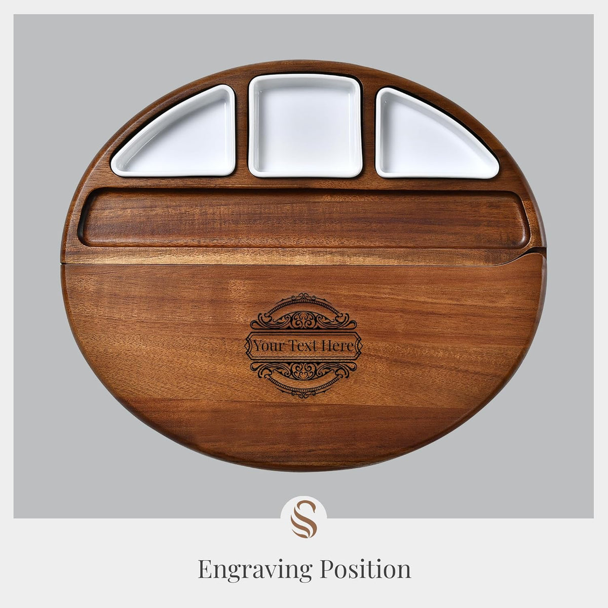 Shanik Premium Acacia Wood Cheese Board - Large Charcuterie Set with Cutting Wood for Serving - Ideal for Christmas, Wedding, Parties - Gift for Housewarming, Birthdays, Anniversaries - With Engraving