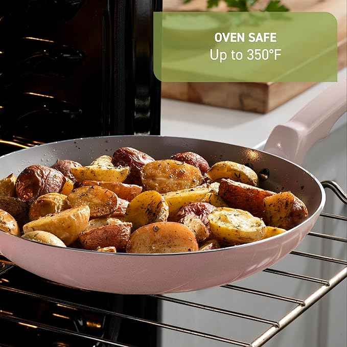 T-Fal Refresh Ceramic Nonstick Cookware Set, Oven Safe Up to 350ºF, 12-Piece, Includes Stockpot, Griddle, Frying Pans, Utensils, Ceramic Pots and Pans Set, Mint Green