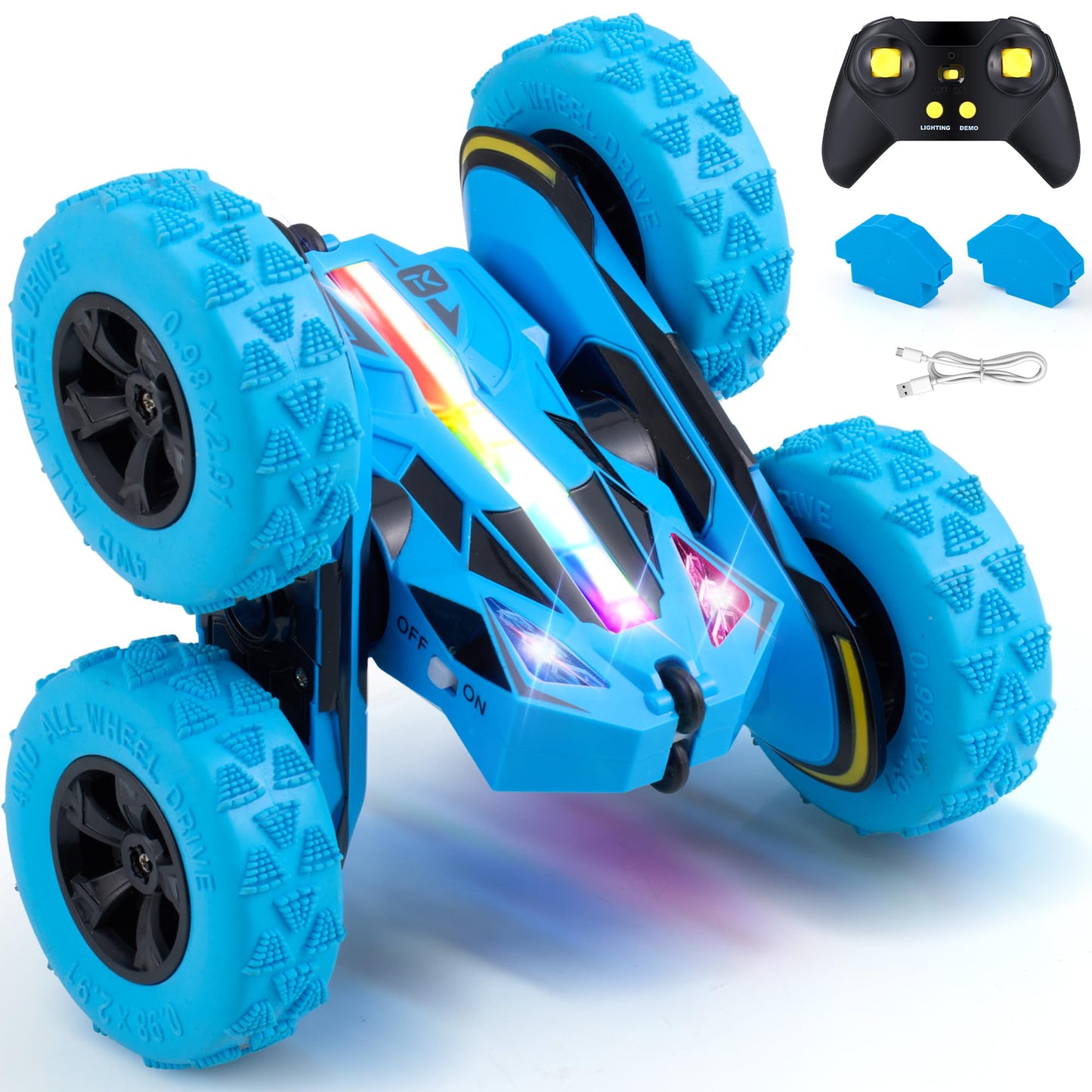 Threeking Remote Control Flip Stunt Car Double Sided Driving Crawler Toys