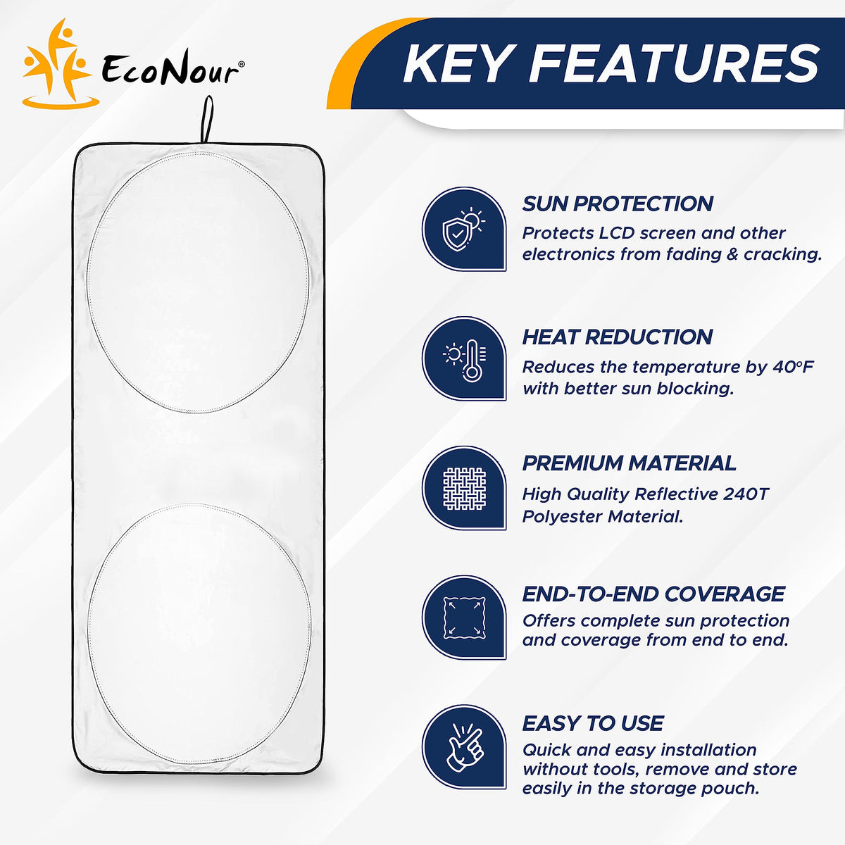 EcoNour Jeep Windshield Sun Shade, Foldable UV Sun Shield, Jeep Accessories