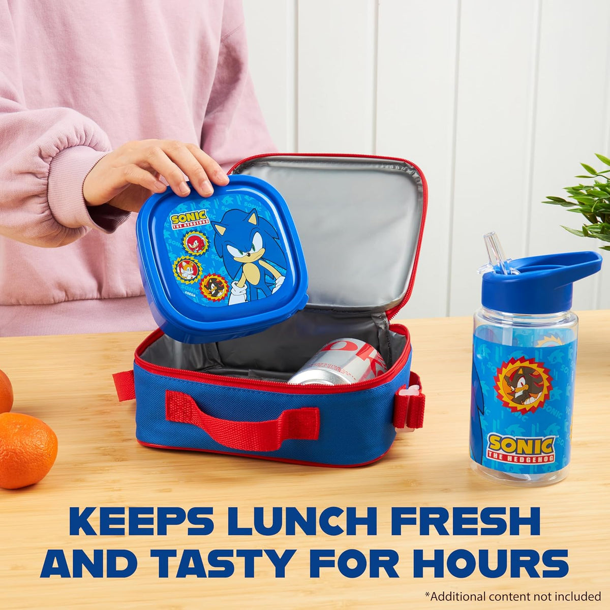 Get Trend SONIC THE HEDGEHOG Kids Lunch Bag Set 3 Pc with Leak Proof Water Bottle and Small Lunch Box Insulated for School Daycare Travel (Sonic)