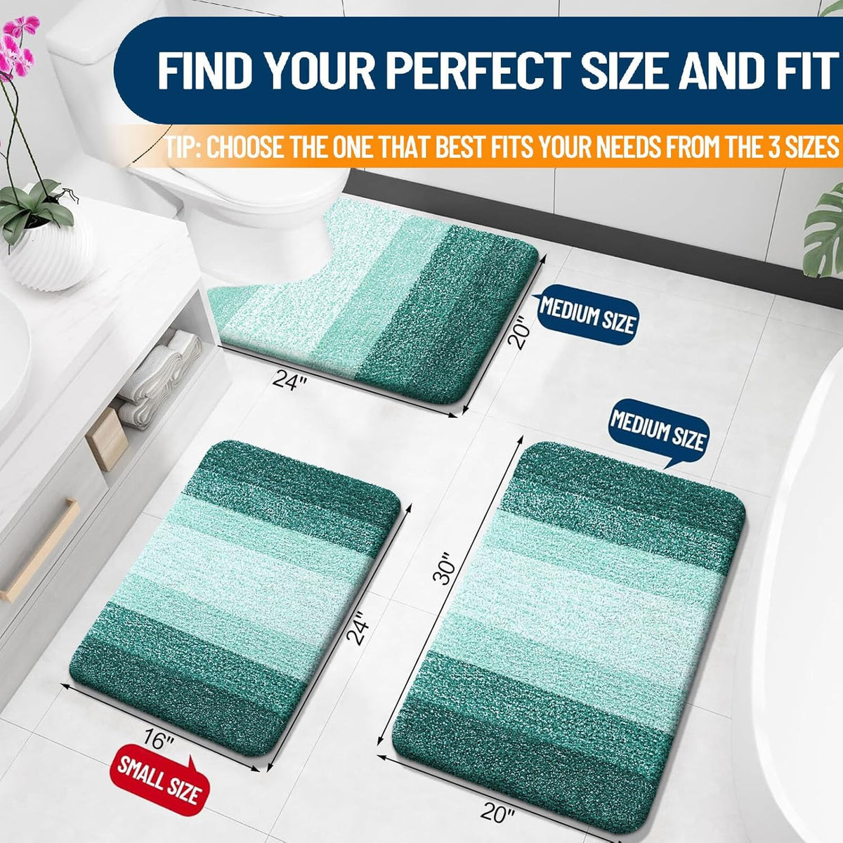 OLANLY Bathroom Rugs Mat 30x20, Extra Soft Absorbent Microfiber Bath Rugs, Rubber Backing, Quick Dry, Washable Bath Mats for Bathroom Floor, Tub and Shower, Home Decor Accessories, Blackish Green