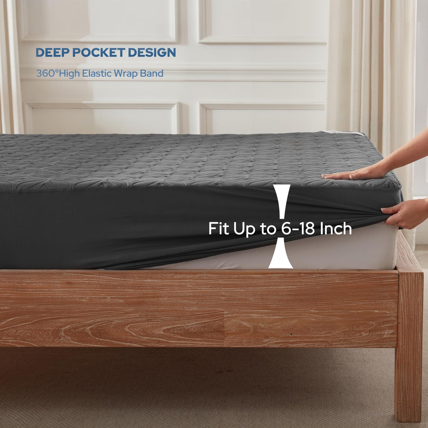 BEDLORE Waterproof Mattress Protector, Queen Size Mattress Pad Noiseless