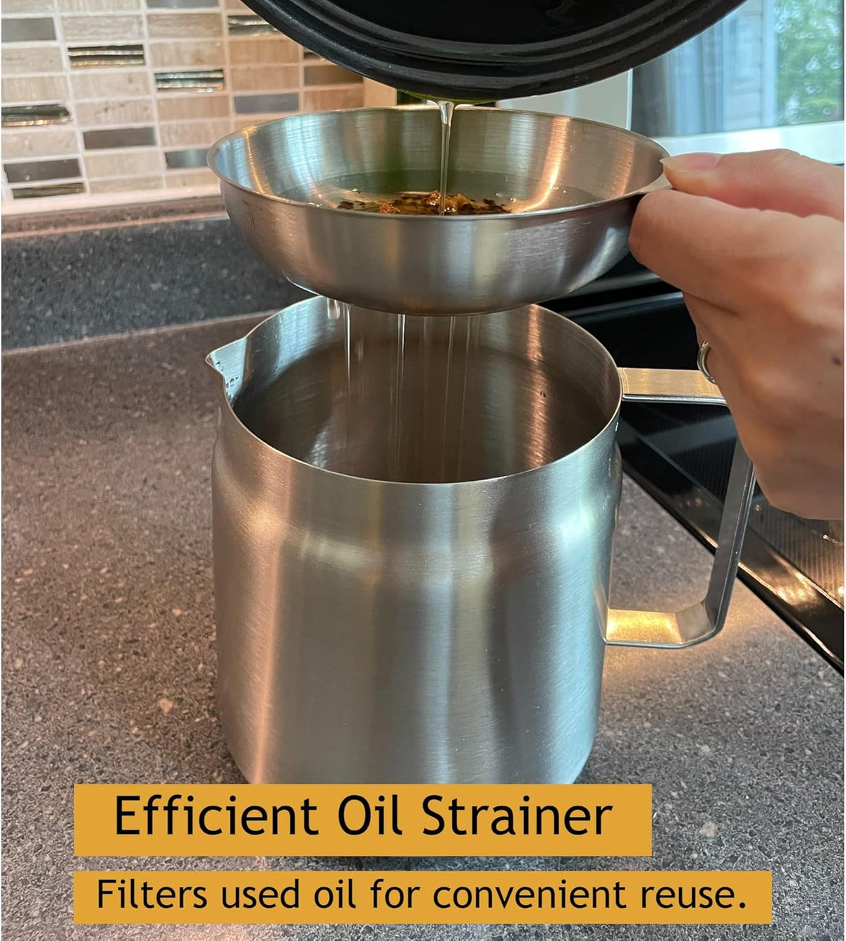 Deep Fryer Pot with Basket and Oil Strainer, 304 Stainless Steel Deep Frying Pot for French Fries, Chicken, or Japanese Tempura, 2L (2Qt)
