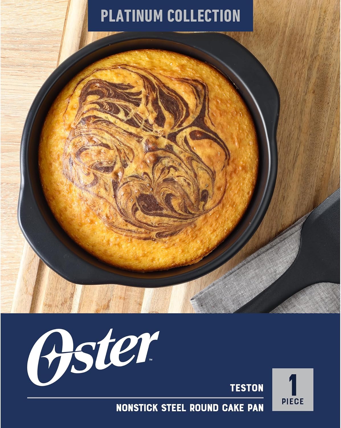 Oster Teston 9" Round Nonstick Carbon Steel Cake/Bake Pan - Matte Black