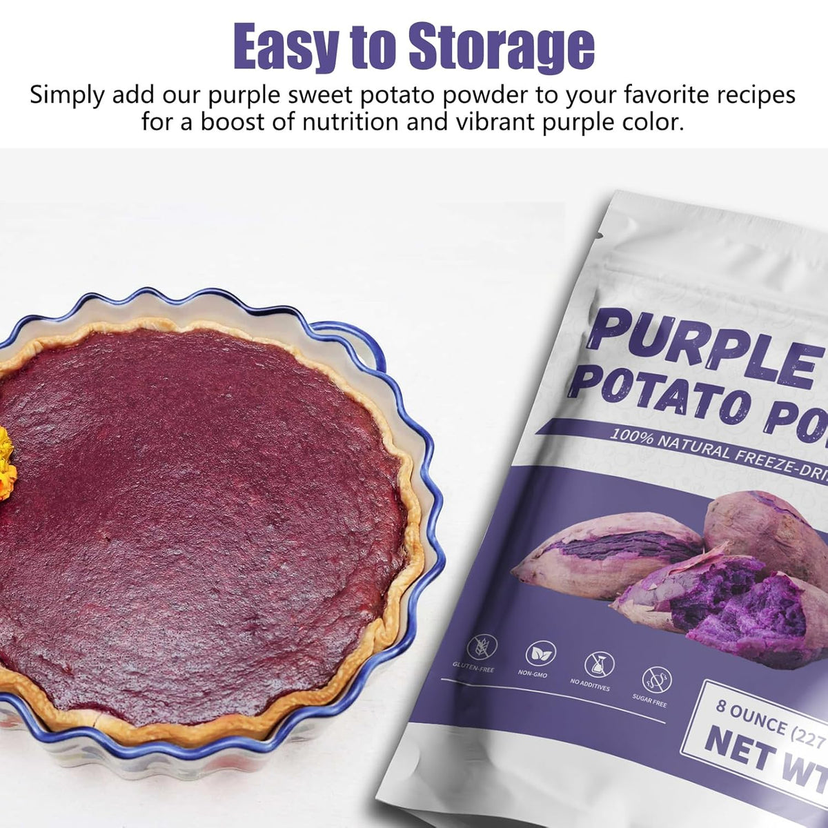 NutraBloom Purple Sweet Potato Powder, 8 Oz, Natural Food Coloring, Ube Powder, Rich Anthocyanin Superfood for Baking, Smoothies
